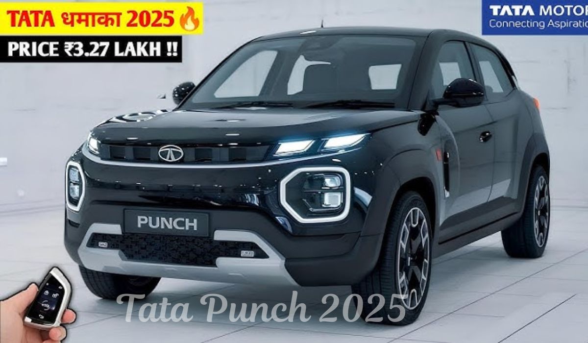 Tata Punch 2025 front view with LED DRLs and dual-tone body